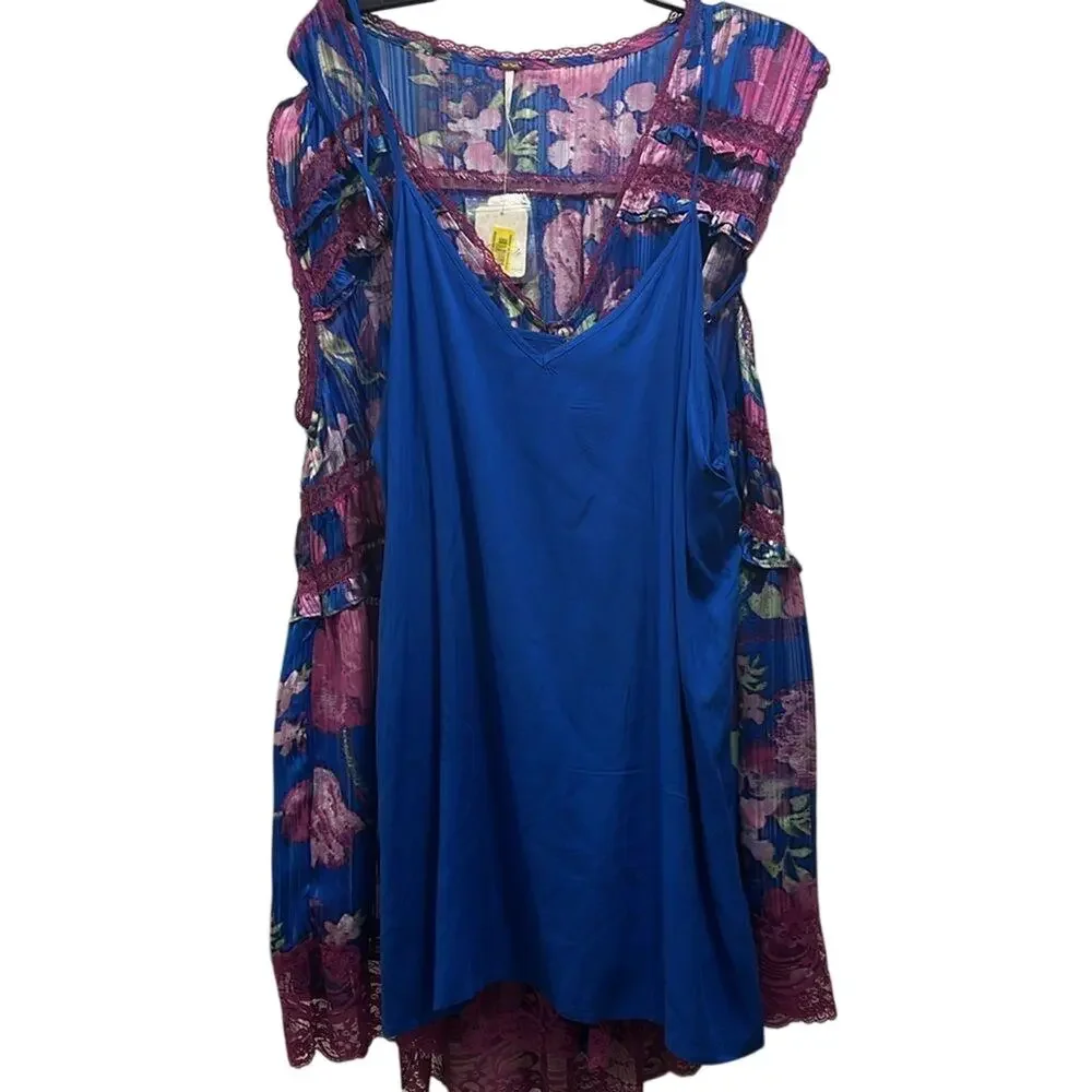 FREE PEOPLE FP SPRING FLING MINI ULTRA VIOLET COMBO Dress S